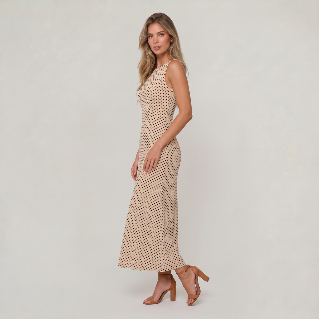 Women’s Sleeveless Polka Dot Maxi Dress