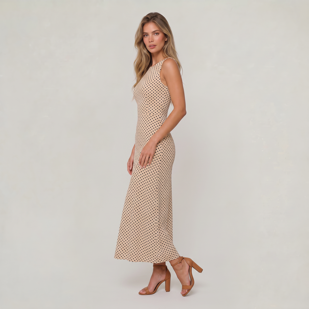 Women’s Sleeveless Polka Dot Maxi Dress