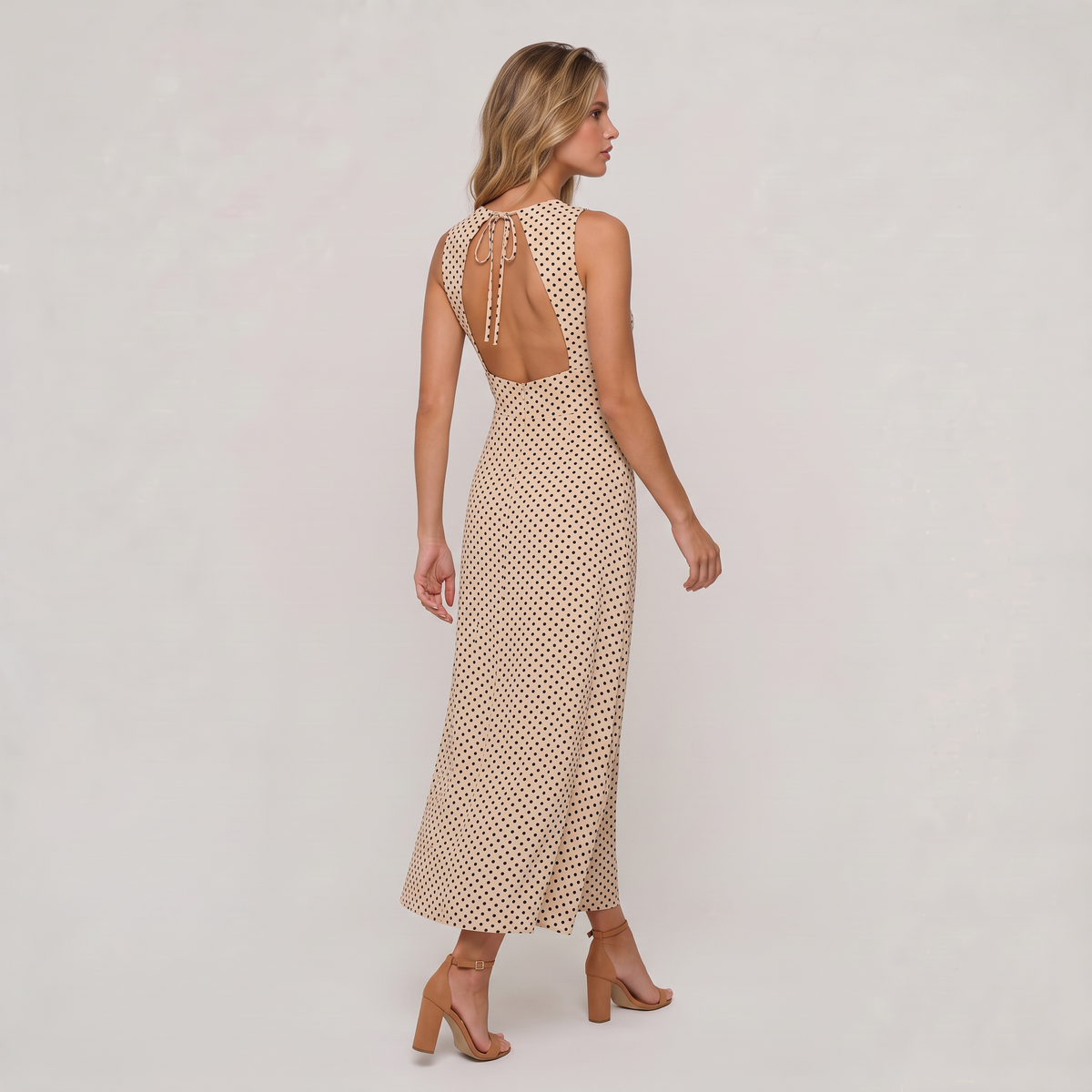 Women’s Sleeveless Polka Dot Maxi Dress