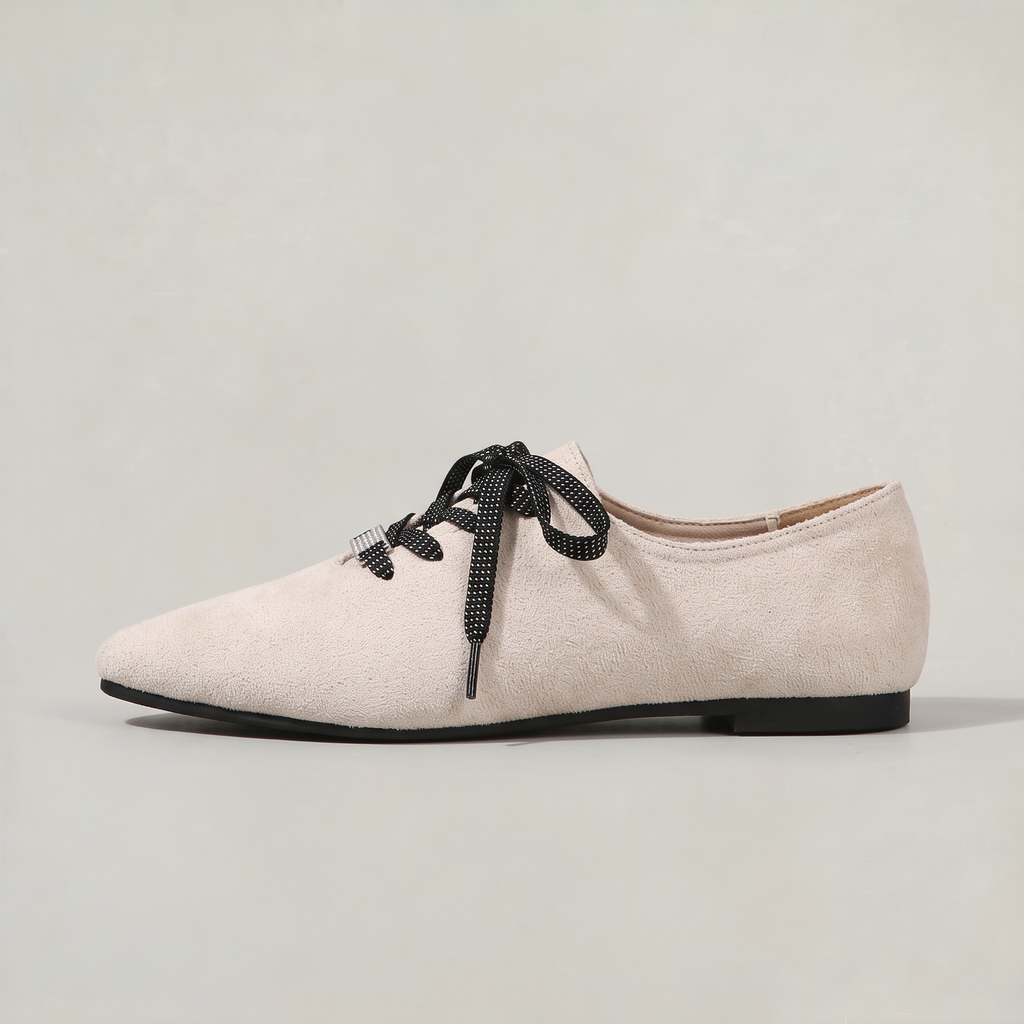 Women’s Suede Look Ballet Flats Lace-Up Gymerina Style