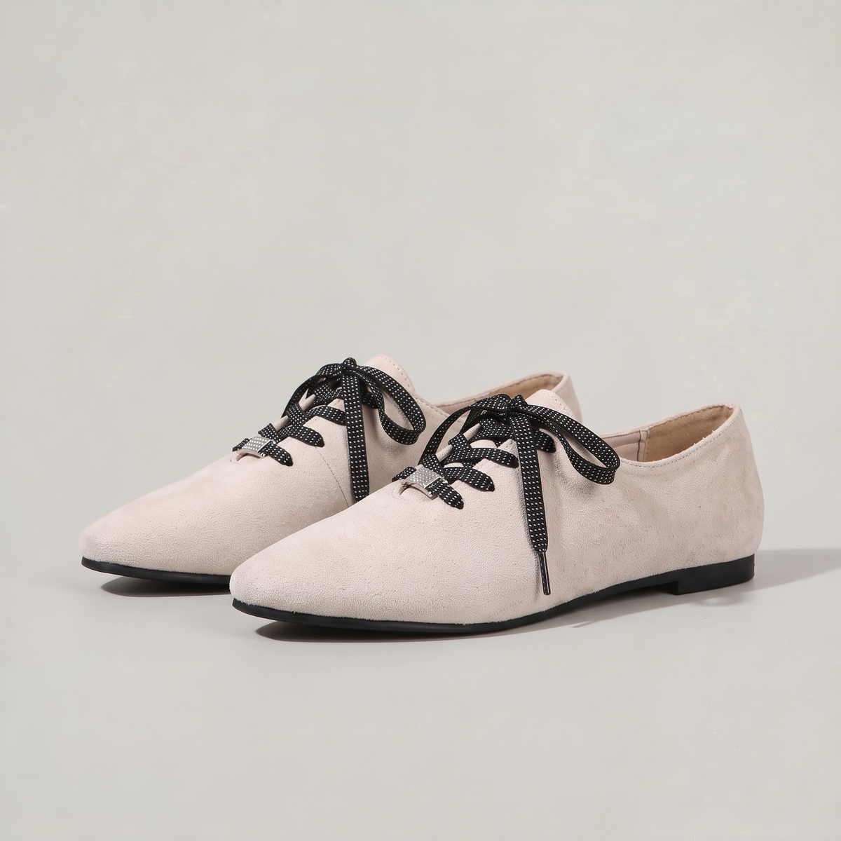 Women’s Suede Look Ballet Flats Lace-Up Gymerina Style