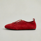 Women's Suede Look Lace-Up Ballet Flats