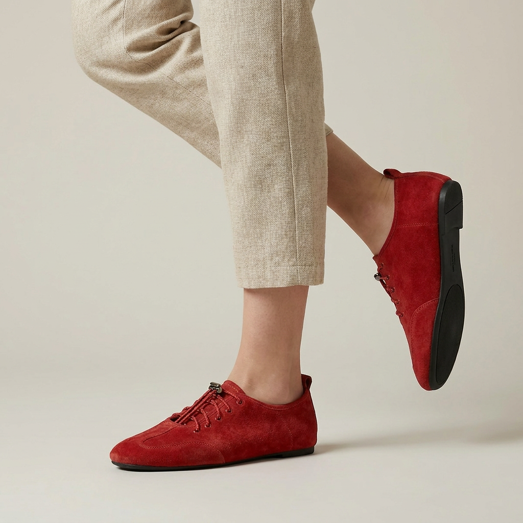 Women's Suede Look Lace-Up Ballet Flats