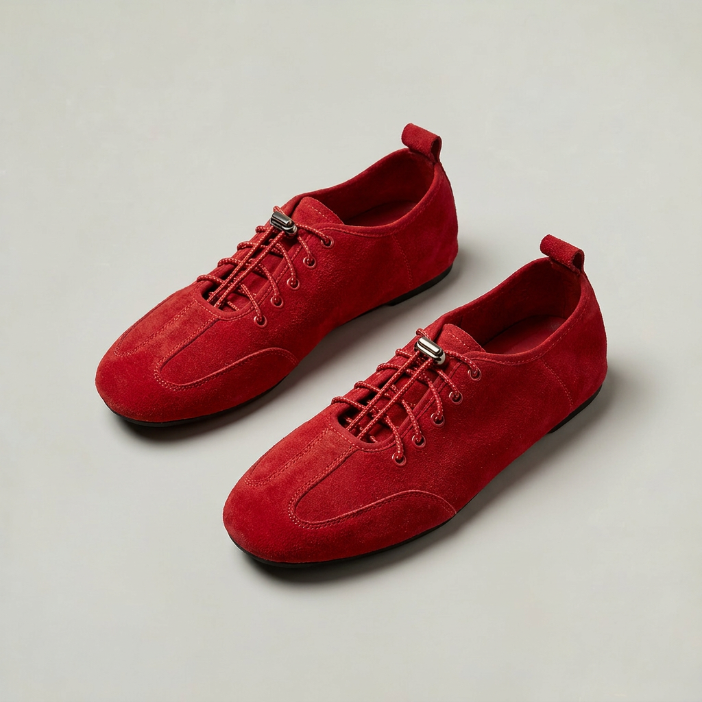 Women's Suede Look Lace-Up Ballet Flats