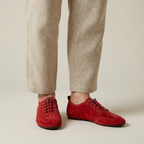 Women's Suede Look Lace-Up Ballet Flats