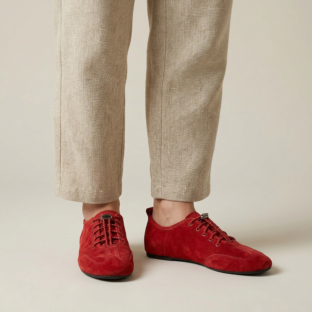 Women's Suede Look Lace-Up Ballet Flats