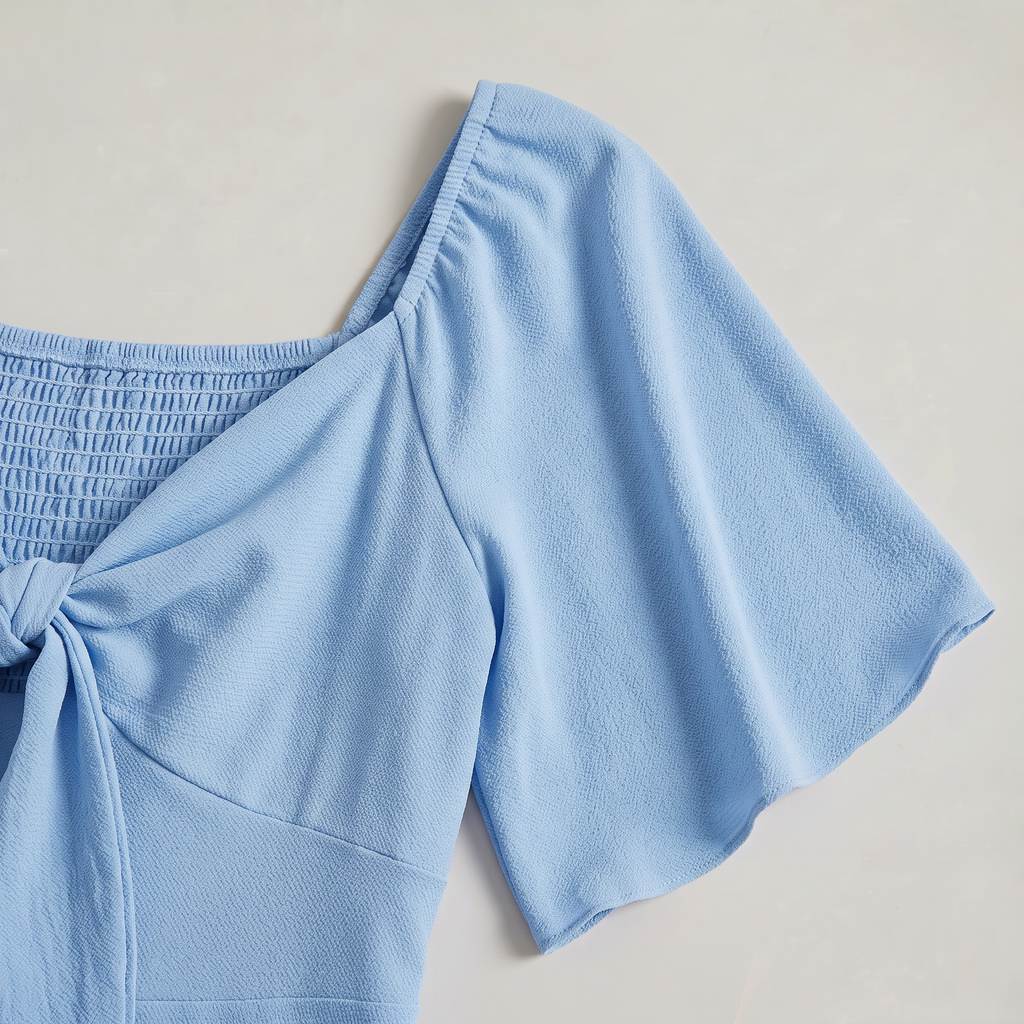 Women’s Tie Front Flutter Sleeve Mini Dress