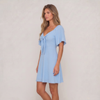 Women’s Tie Front Flutter Sleeve Mini Dress
