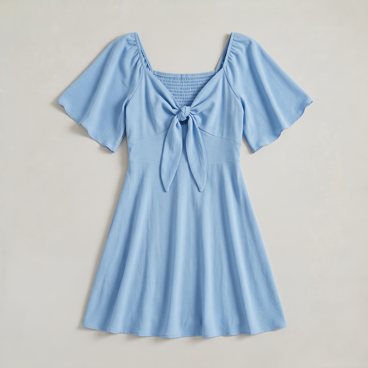 Women’s Tie Front Flutter Sleeve Mini Dress