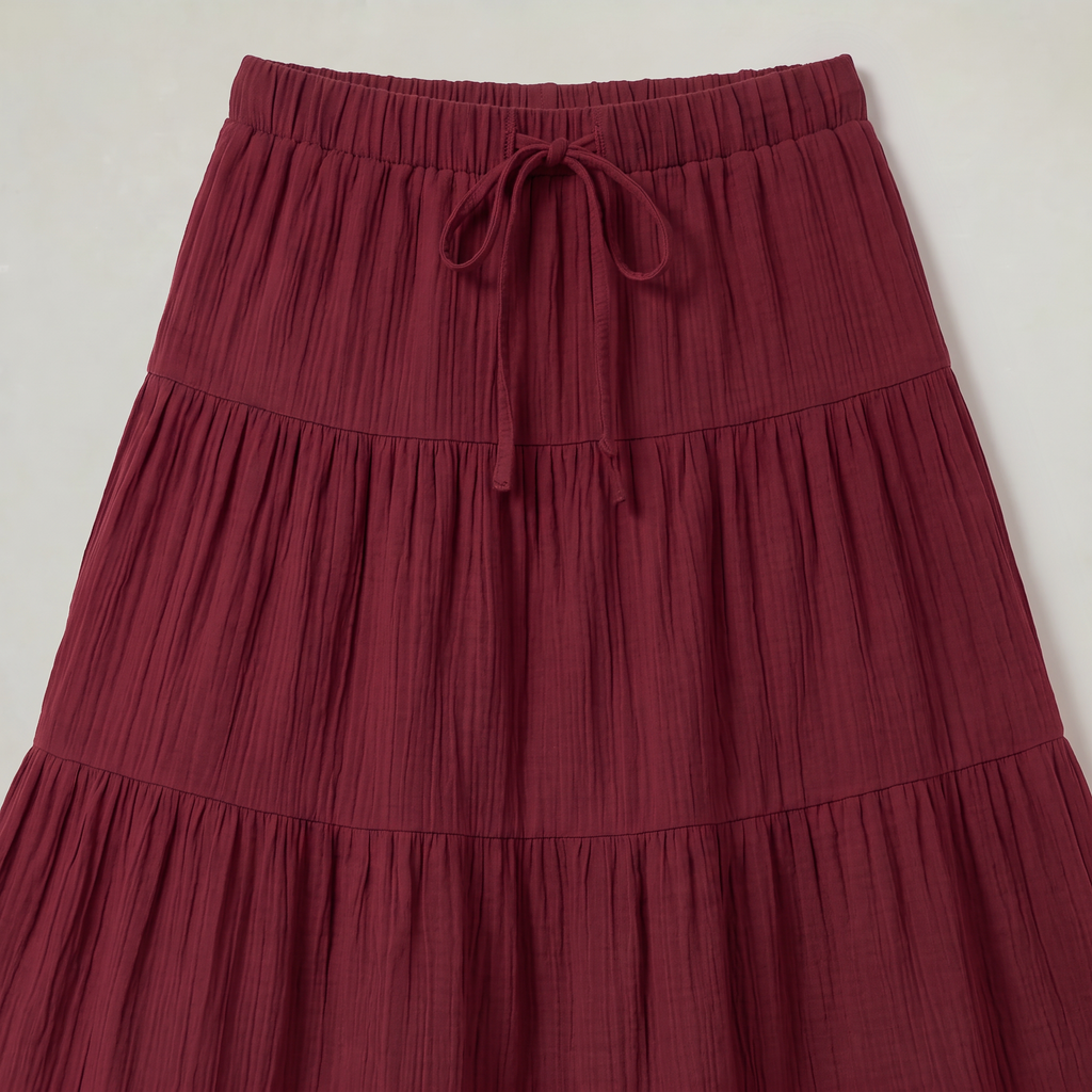 Women’s Tiered Drawstring Maxi Skirt