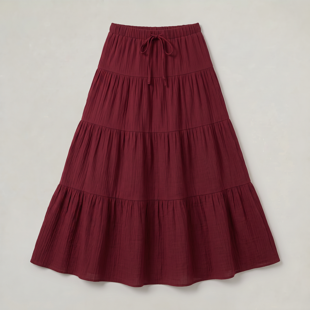 Women’s Tiered Drawstring Maxi Skirt
