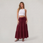 Women’s Tiered Drawstring Maxi Skirt