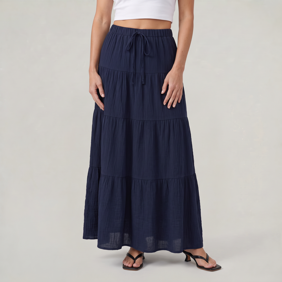 Women’s Tiered Drawstring Maxi Skirt