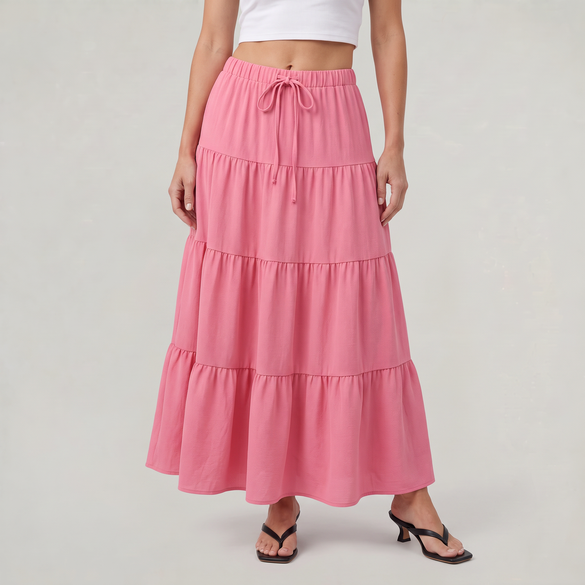 Women’s Tiered Drawstring Maxi Skirt