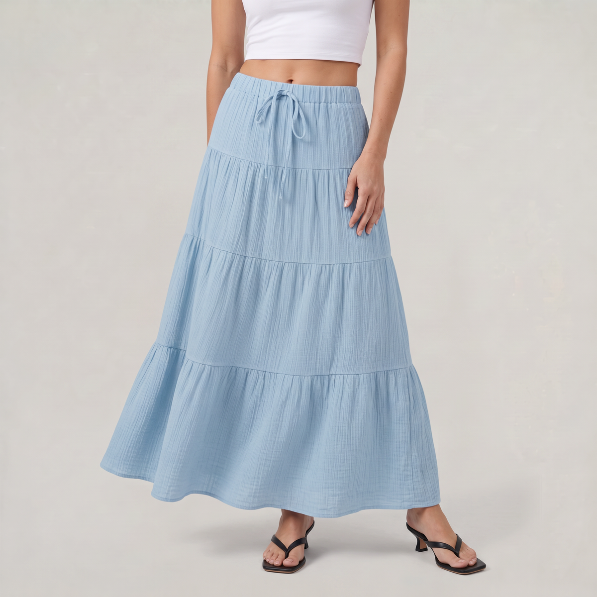 Women’s Tiered Drawstring Maxi Skirt