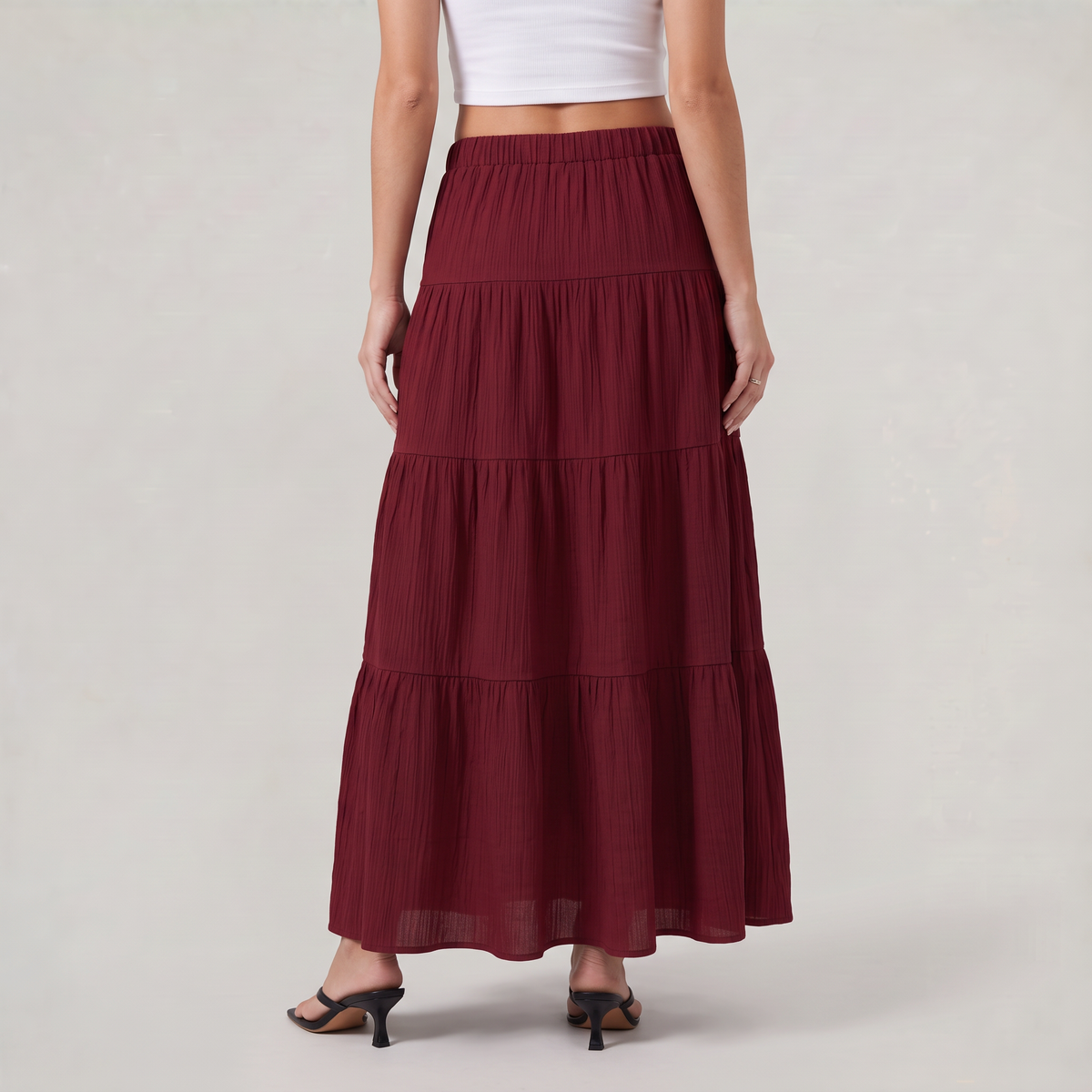Women’s Tiered Drawstring Maxi Skirt
