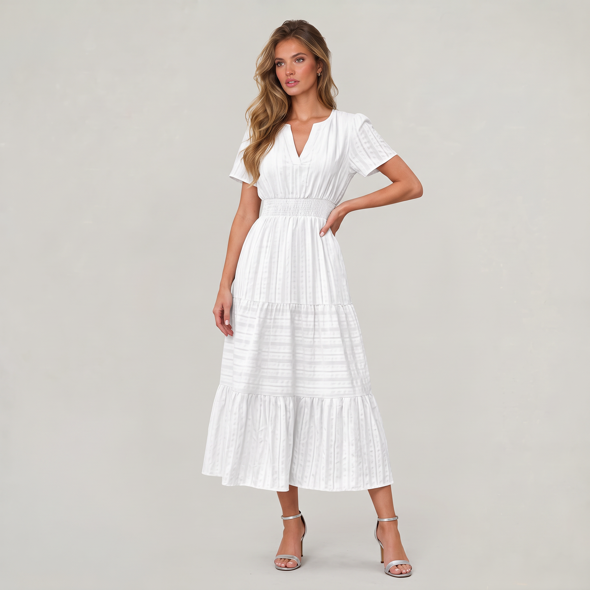Women’s Tiered Smocked Waist Midi Dress
