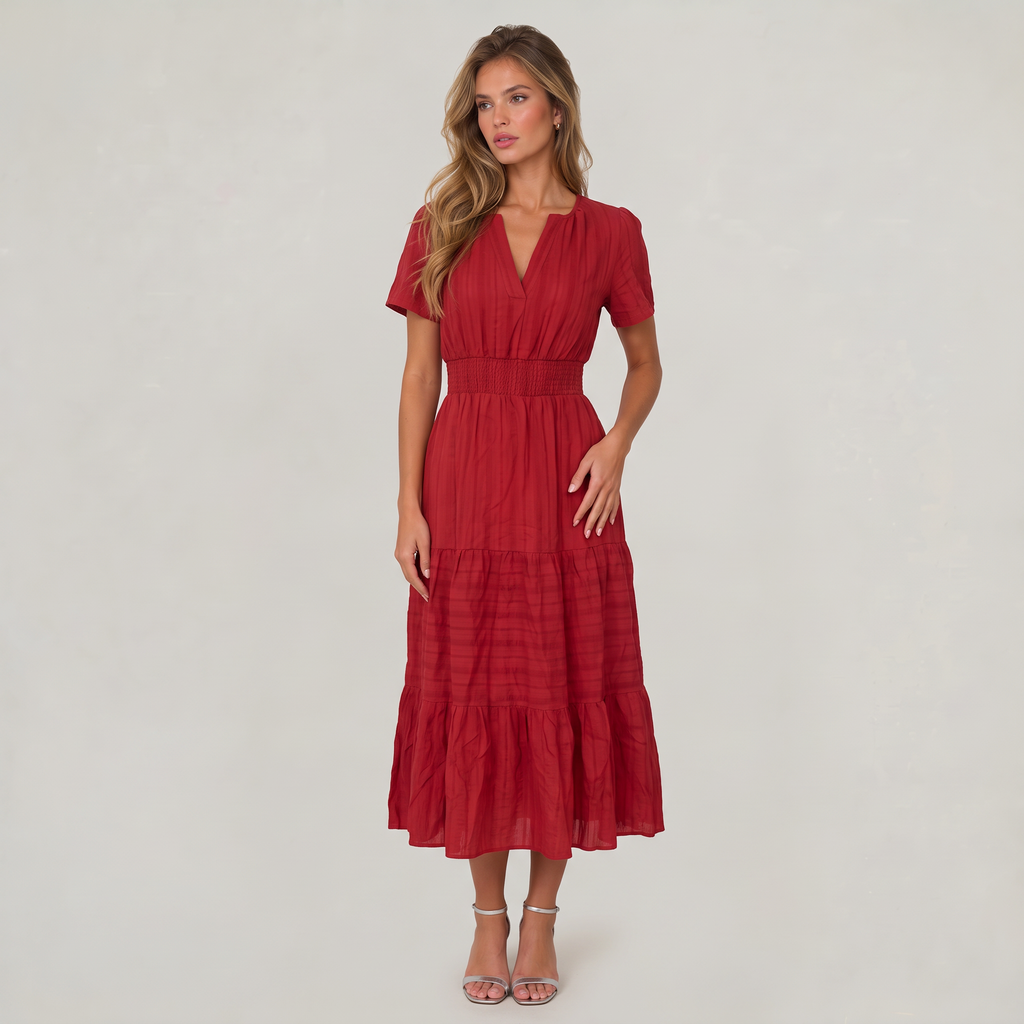 Women’s Tiered Smocked Waist Midi Dress