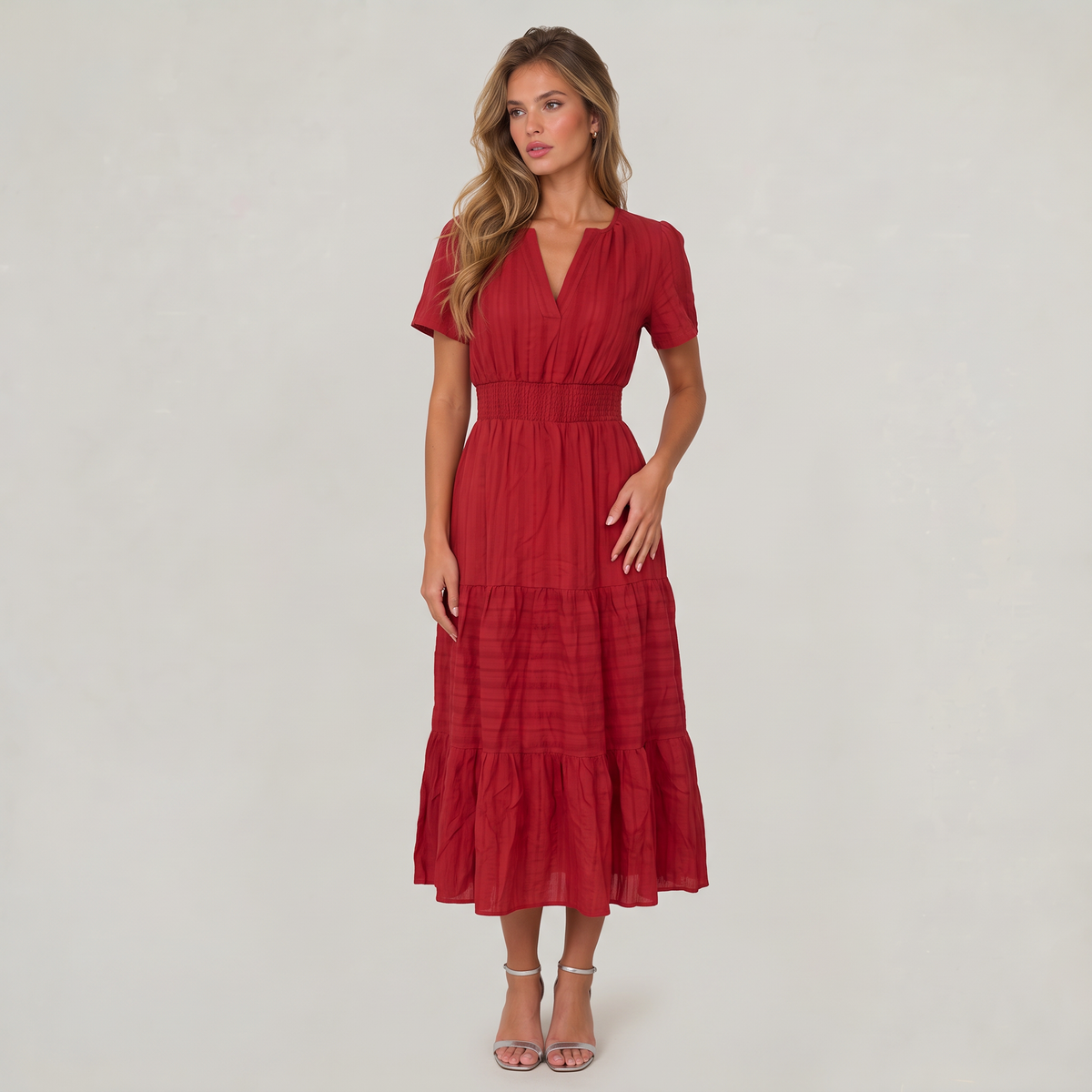 Women’s Tiered Smocked Waist Midi Dress