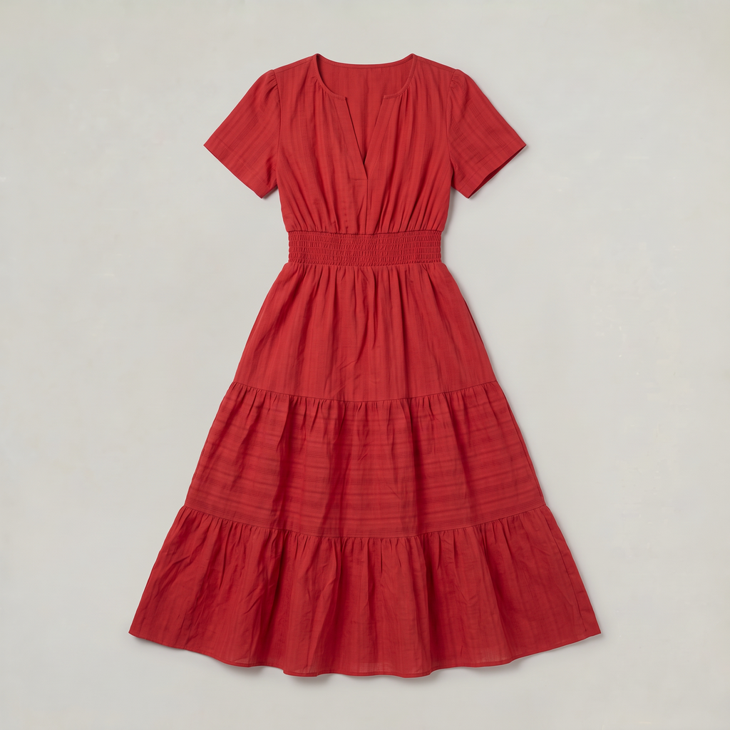 Women’s Tiered Smocked Waist Midi Dress