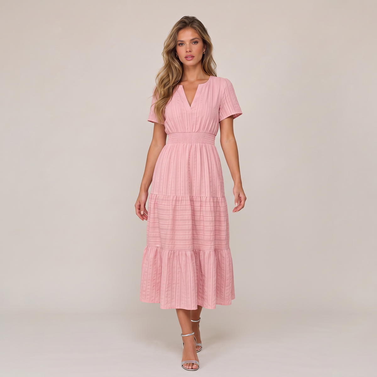 Women’s Tiered Smocked Waist Midi Dress
