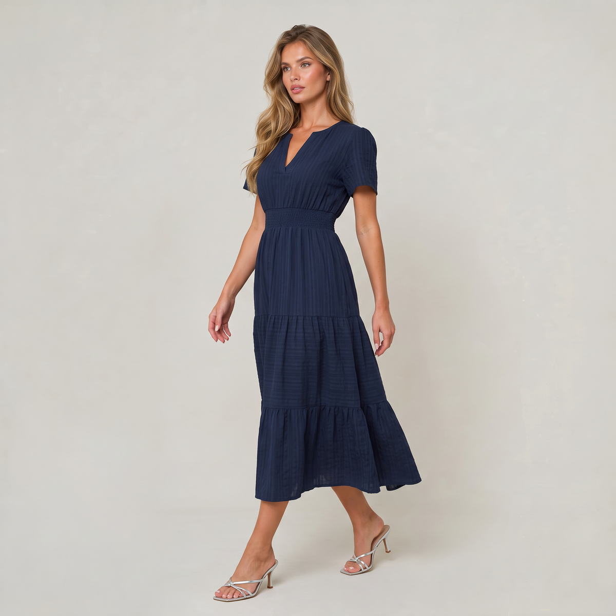Women’s Tiered Smocked Waist Midi Dress