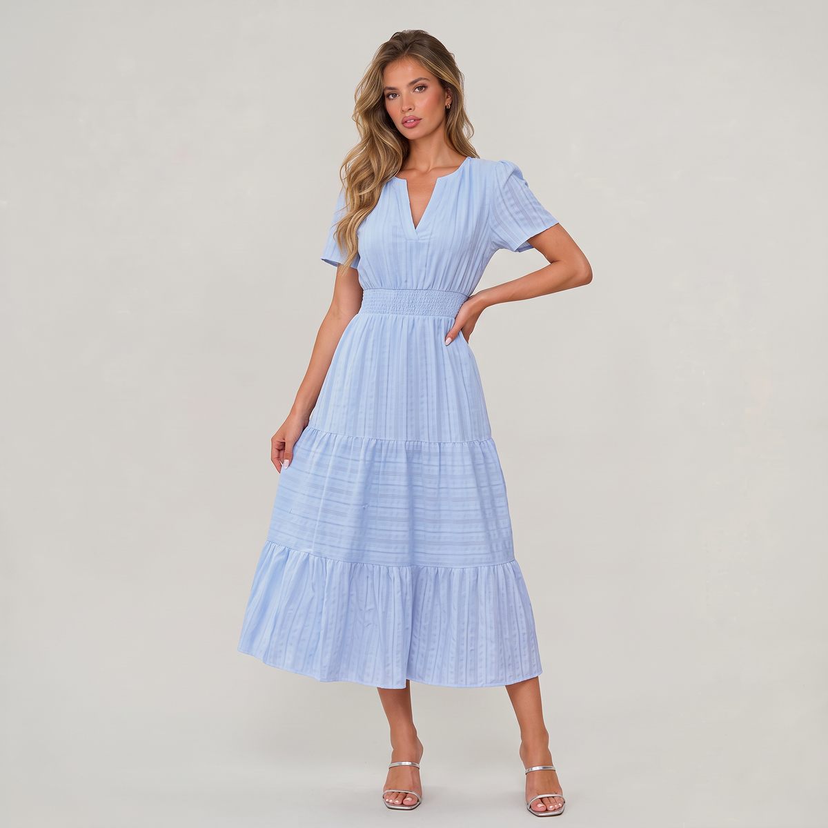 Women’s Tiered Smocked Waist Midi Dress