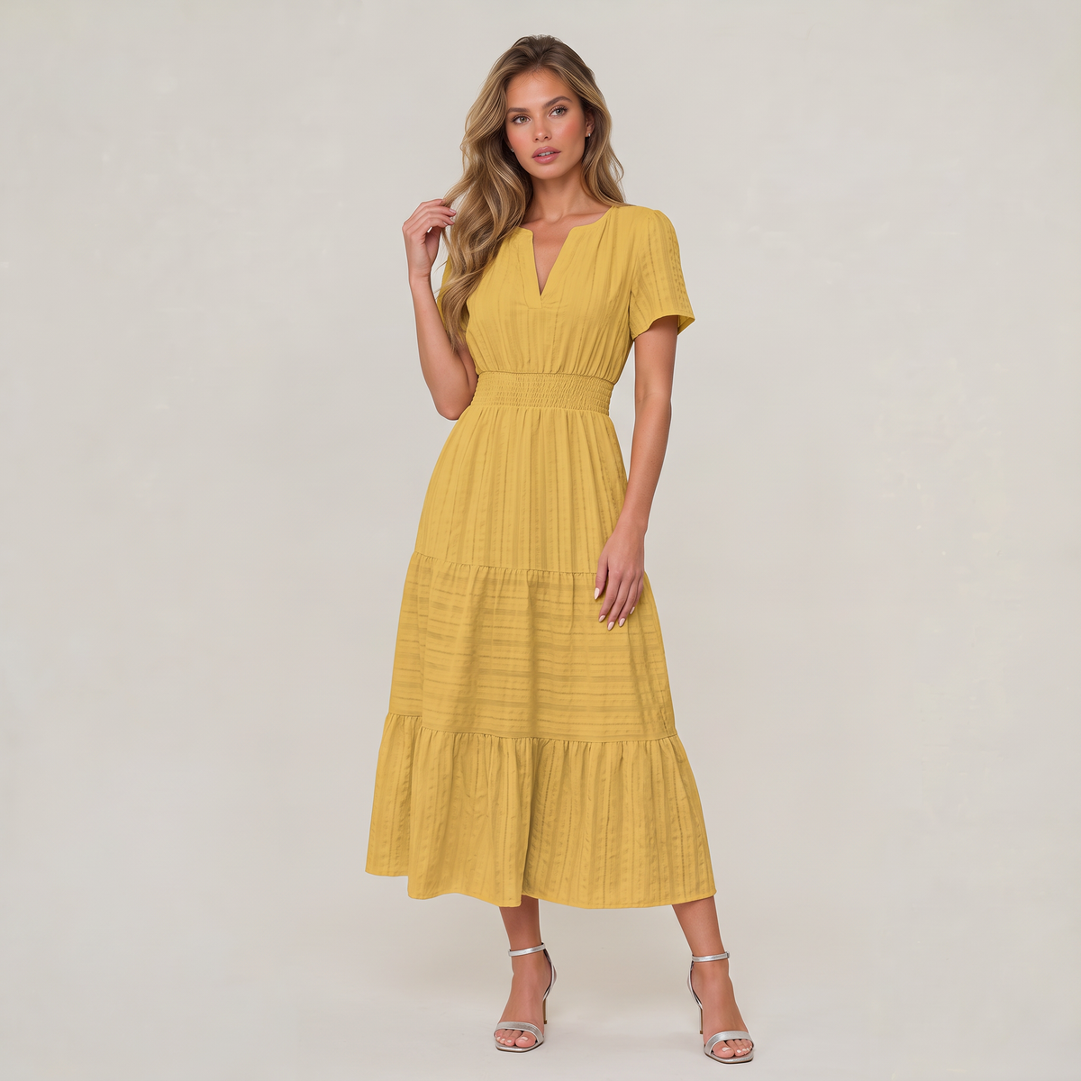Women’s Tiered Smocked Waist Midi Dress