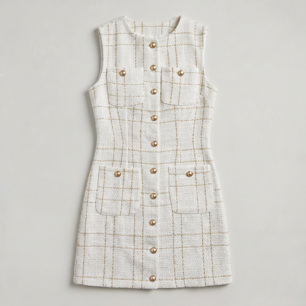Women’s Tweed Button Front Mini Dress