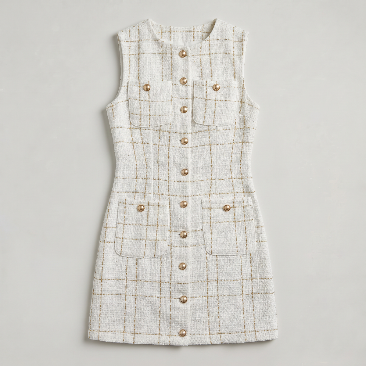 Women’s Tweed Button Front Mini Dress