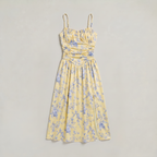 Women’s Yellow Floral Split Maxi Dress