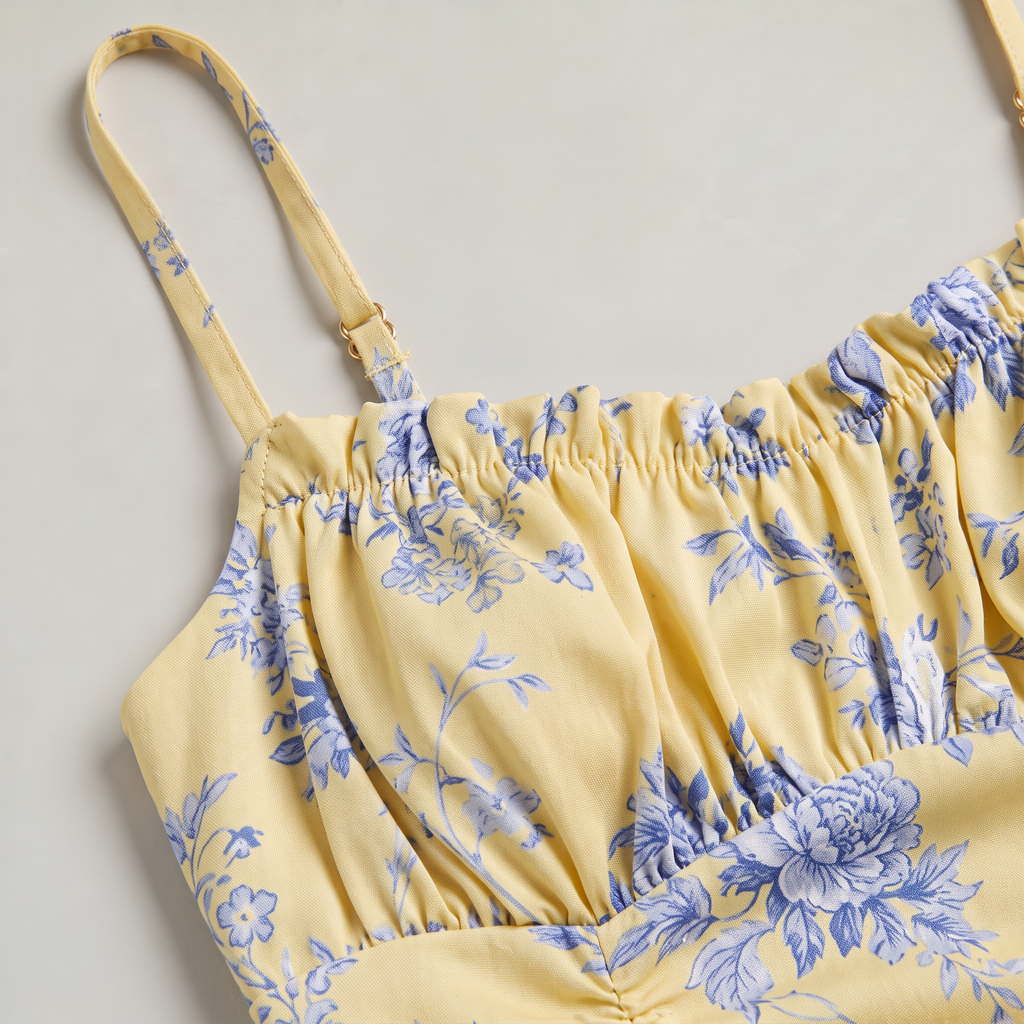 Women’s Yellow Floral Split Maxi Dress