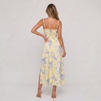 Women’s Yellow Floral Split Maxi Dress
