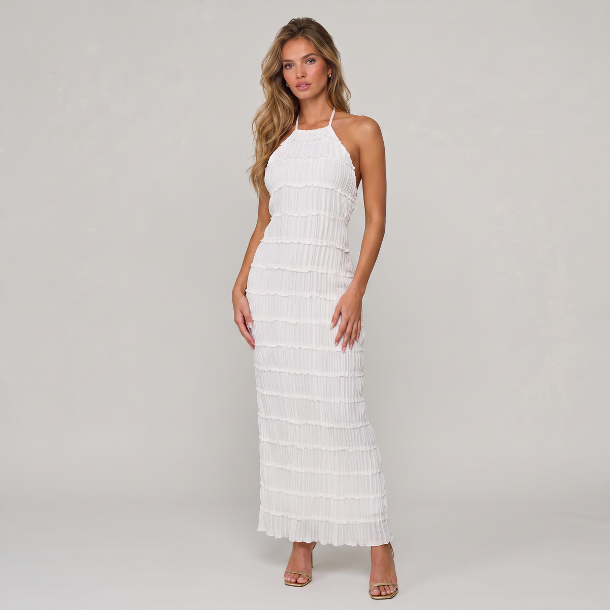 Women’s Yellow Halter Maxi Dress