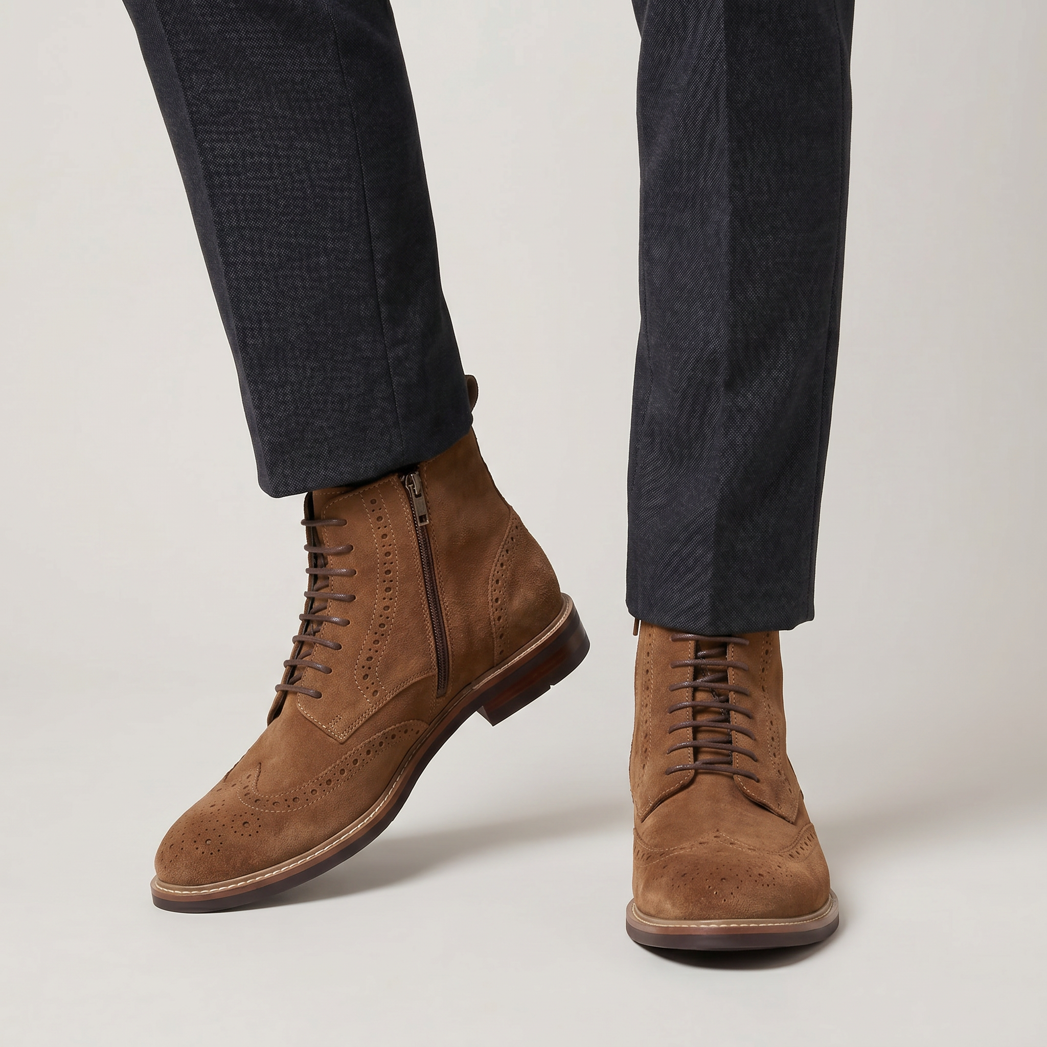 Men’s Brogues Boots - Side Zipper High-Top Ankle Fit