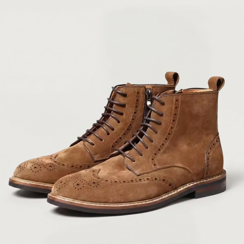 Men’s Brogues Boots - Side Zipper High-Top Ankle Fit