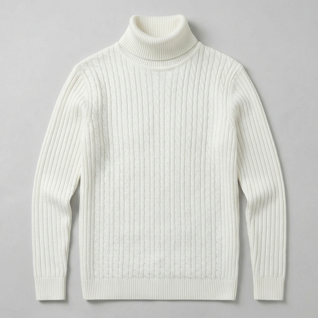 Men’s Cable Knit High-Neck Sweater - Slim Fit