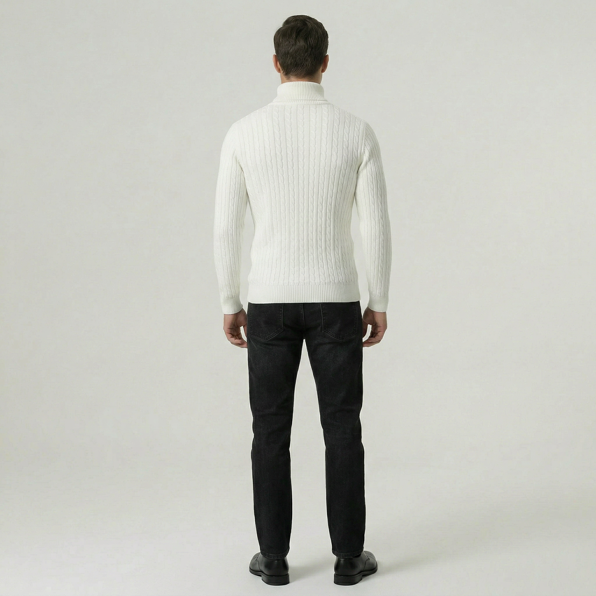 Men’s Cable Knit High-Neck Sweater - Slim Fit