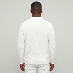 Men’s Cable Knit Polo Sweater - Long Sleeve Business Casual Shirt