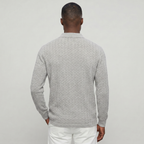 Men’s Cable Knit Polo Sweater - Long Sleeve Business Casual Shirt