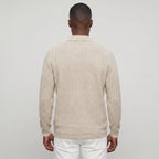 Men’s Cable Knit Polo Sweater - Long Sleeve Business Casual Shirt
