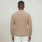 Men’s Cable Knit Polo Sweater - Long Sleeve Business Casual Shirt