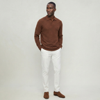 Men’s Cable Knit Polo Sweater - Long Sleeve Business Casual Shirt