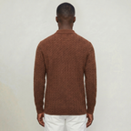 Men’s Cable Knit Polo Sweater - Long Sleeve Business Casual Shirt