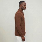 Men’s Cable Knit Polo Sweater - Long Sleeve Business Casual Shirt