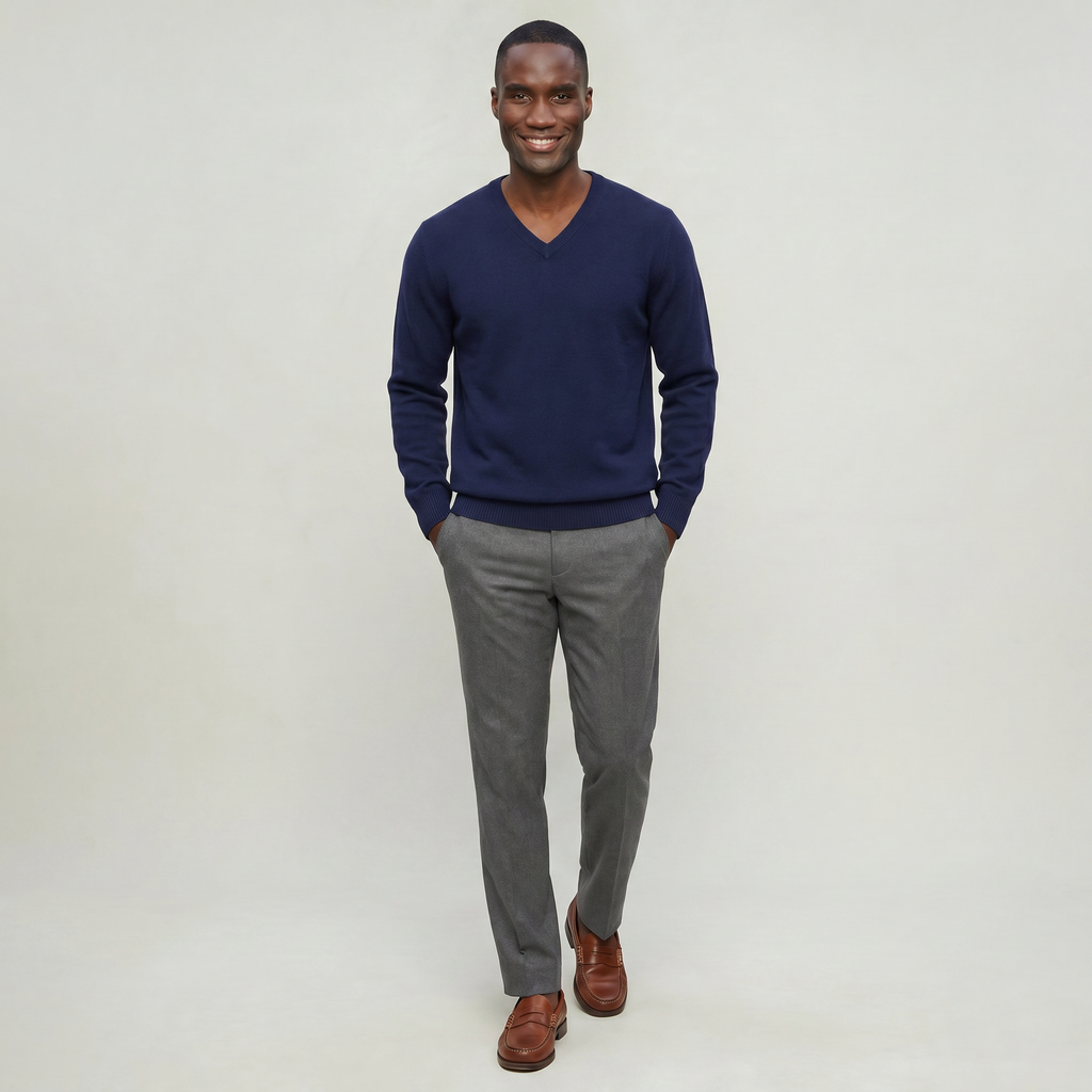 Men’s V Neck Sweater - Loose Fit