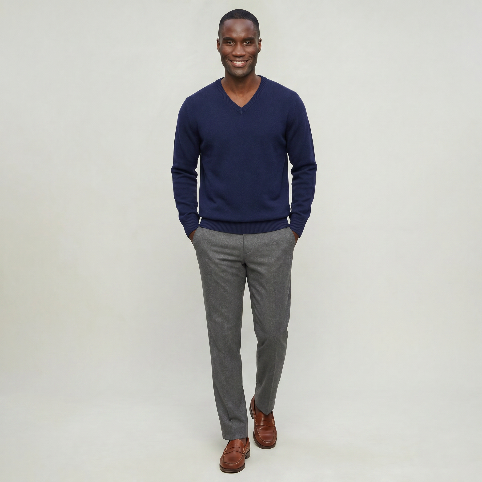 Men’s V Neck Sweater - Loose Fit