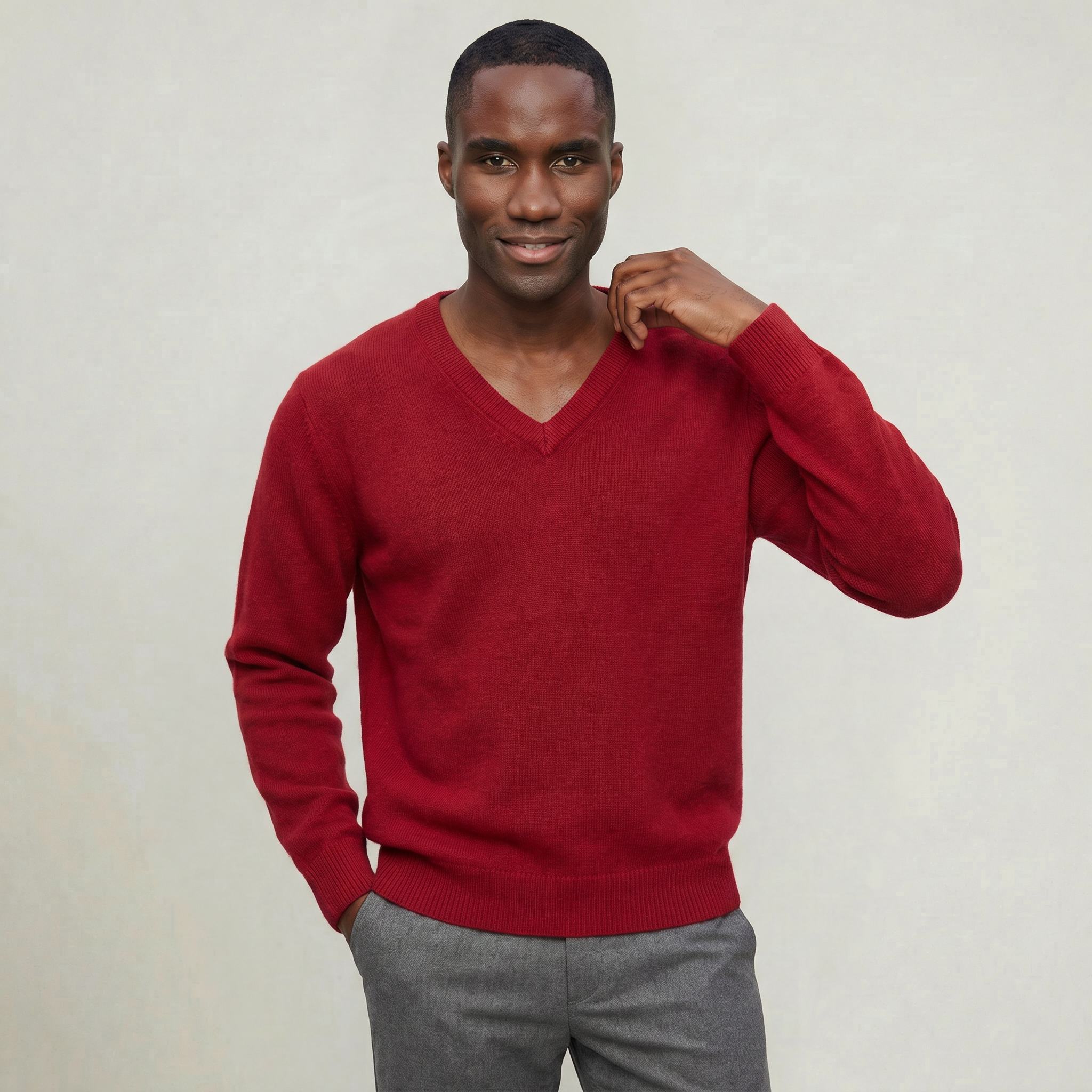 Men’s V Neck Sweater - Loose Fit