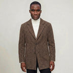 Men’s Checked Overcoat - Single Breasted Smart Casual Long Coat