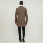 Men’s Checked Overcoat - Single Breasted Smart Casual Long Coat